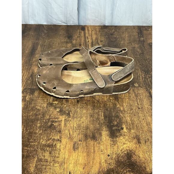 BioNatura SOLO Leather Mary Jane Closed Toe Sandals Size 7/38 Cork Brown - Picture 4 of 14
